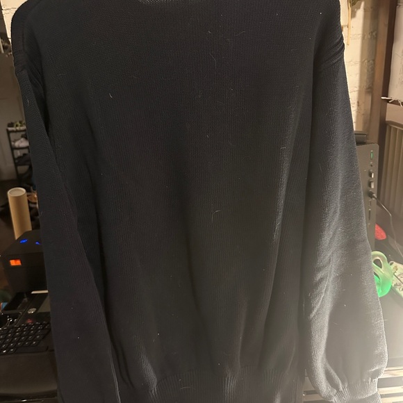 Nautica Black Crewneck Sweater Fine Knit Classic